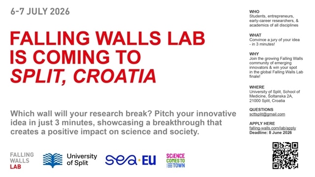 Falling Walls Lab SEA-EU u Splitu – međunarodna prilika za predstavljanje inovativnih ideja