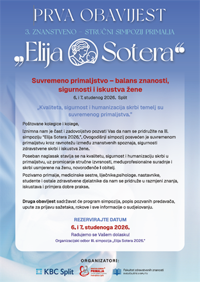 Prva obavijest – 3. znanstveno-stručni simpozij primalja „Elija Sotera 2026.“