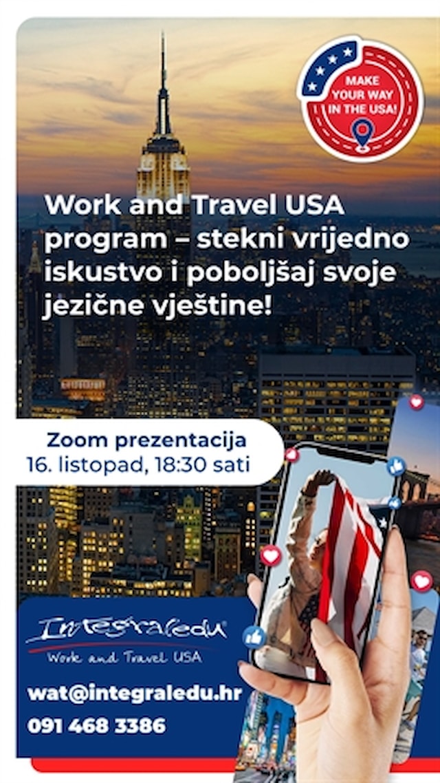 Predstavljanje međunarodnog programa Work and Travel USA – 16. listopada 2026.